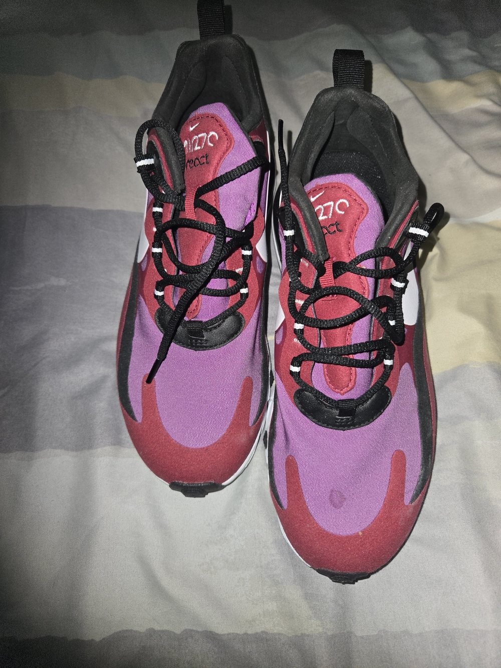 Nike Womens Two-Tone Pink & Red Running Shoes with Black Accents